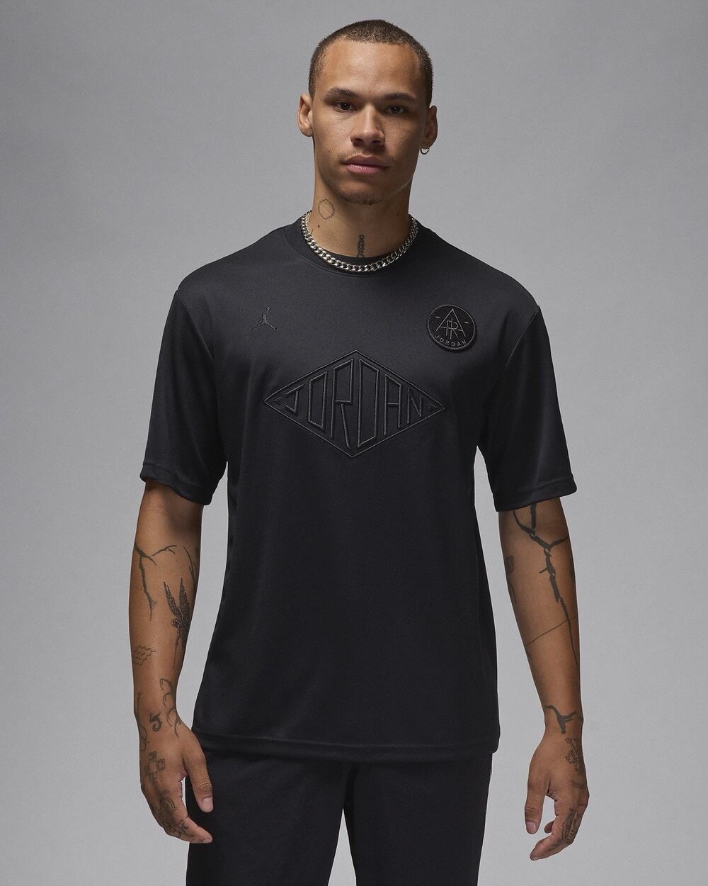 Nike Jordan Essentials Embroidered Diamond Top Black Mesh Shirt FV7263-010 MED